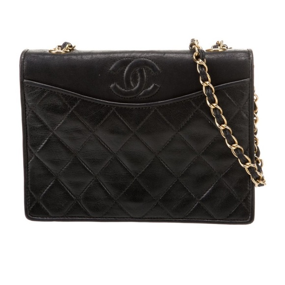 CHANEL VINTAGE CC QUILTED FLAP BAG BROWN LAMBSKIN GOLD HARDWARE